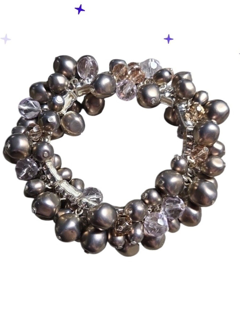 Gray Pearl Cluster Stretch Bracelet - Women's Jewelry